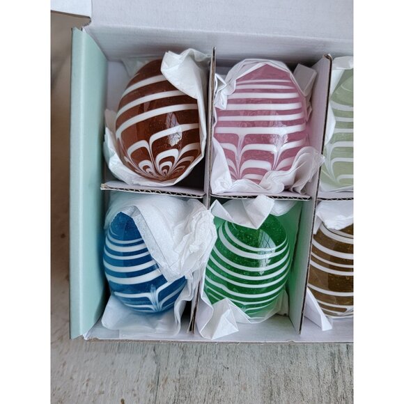 Williams Sonoma glass swirl colorful egg Easter home decor set unique - Picture 2 of 7
